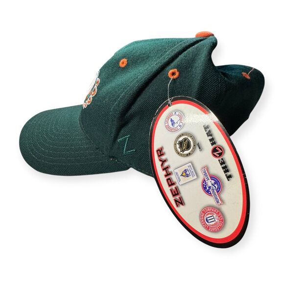 Miami Hurricanes NCAA Baseball Hat Zephyr Fitted Size 7 1/8 Embroidered Y2K BNWT - Picture 2 of 7